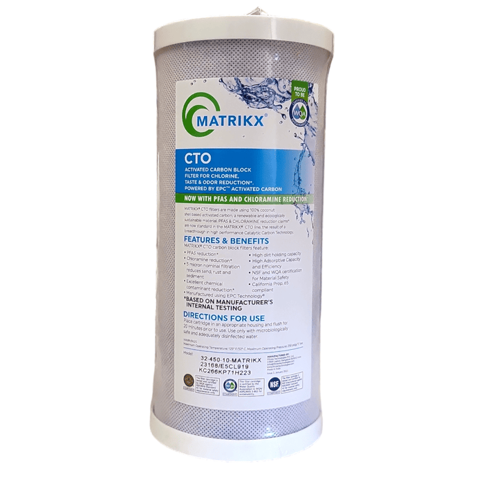 Matrikx 32-450-10-MATRIKX CTO 5-Micron 4.5"x10" Chlorine/Taste/Odor, Sediment/Dirt/Rust 5 Micron For Chlorine/Taste/Odor KX MATRIKX 1 Pack 