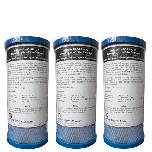 Harmsco Blue Carbon Filter HAC-BB-10-W Size 4.5" x 10" HAC-BB| 4.5" x 10"| Carbon Filters HARMSCO Filtration Products 3 Pack 