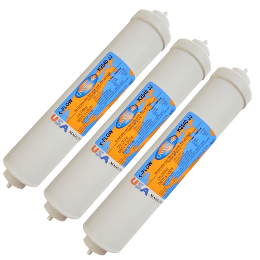 Omnipure K2540-JJ Inline GAC 10" x 2" Postfilter 1/4"QC GAC| Chlorine Removal 1/4"Quick Connect Omnipure 3 Pack 