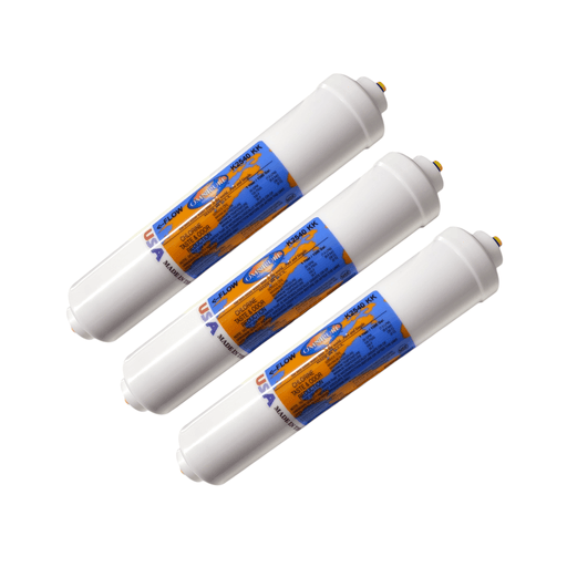 Omnipure K2540-KK Inline GAC 10" x 2" Postfilter 3/8 Quick connect Tube GAC| Chlorine Removal 3/8" QC Omnipure 3 Pack 