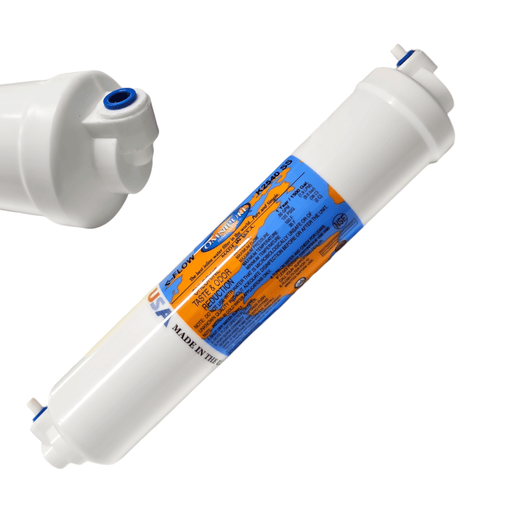 Omnipure K2540-SS Inline GAC 10" x 2" Postfilter 1/4" Elbow Tube GAC| Chlorine Removal 1/4"Elbow QC Omnipure 1 Pack 