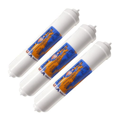 Omnipure K2567-JJ 1 Micron Inline Water Fiter 1/2 Lb. KDF/GAC 1M 1/4" QC KDF+GAC|Chlorine Bacteria Removal|1/4 QC Omnipure 3 Pack 