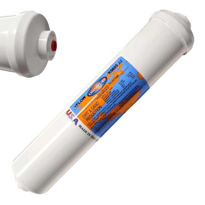 Omnipure K5605-JJ Inline Sediment Filter 5mic - 12 x 2.5 Port 1/4 QC Dirt & Sand Removal|1/4" Quick Connect Omnipure 1 Pack 