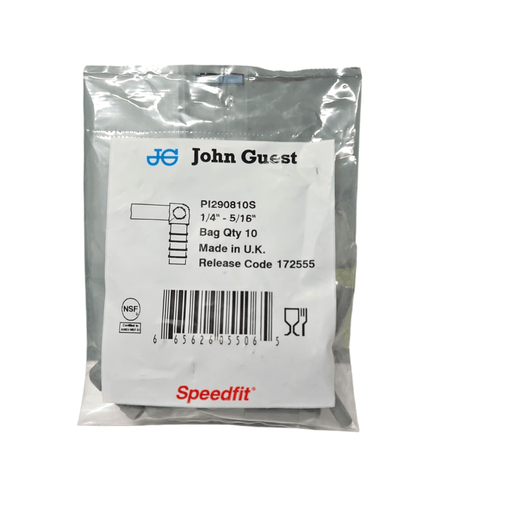 John Guest PI290810S Stem Elbow Barb Connector - 1/4" OD Stem x 5/16" ID Barb STEM TO HOSE BARB ELBOW Gray Acetal JOHN GUEST 10 pack 