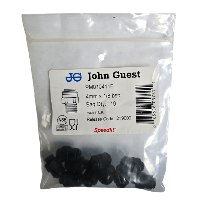 John Guest Black PM010411E Metric Male Connector 4mm O.D.By 1/8" Bsp Male Metric Male Connector Black Acetal JOHN GUEST 10 Pack 