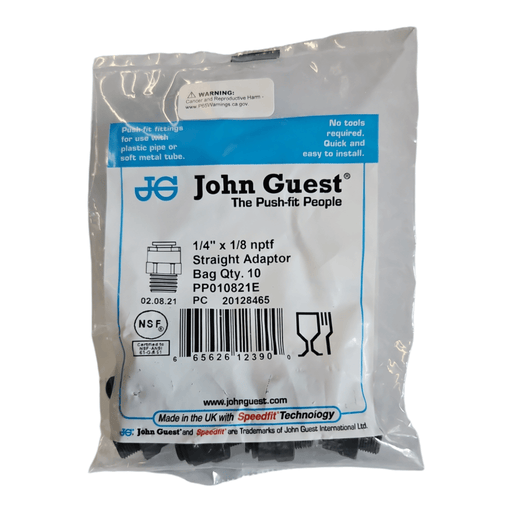 John Guest PP010821E 1/4" x 1/8" Black Male Connector Polypropylene NPTF Male Connector Black Polypropylene JOHN GUEST 10 Pack 