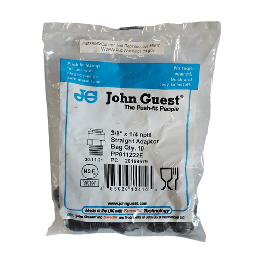 John Guest PP011222E 3/8" x 1/4" Black Male Connector Polypropylene NPTF Male Connector Black Polypropylene JOHN GUEST 10 Pack 