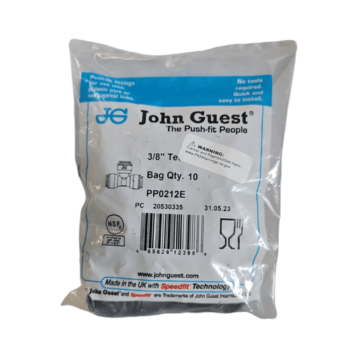 John Guest Quick Connect Fitting 3/8” Tee Black - PP0212E Tee Connector Black Polypropylene JOHN GUEST 10 Pack 