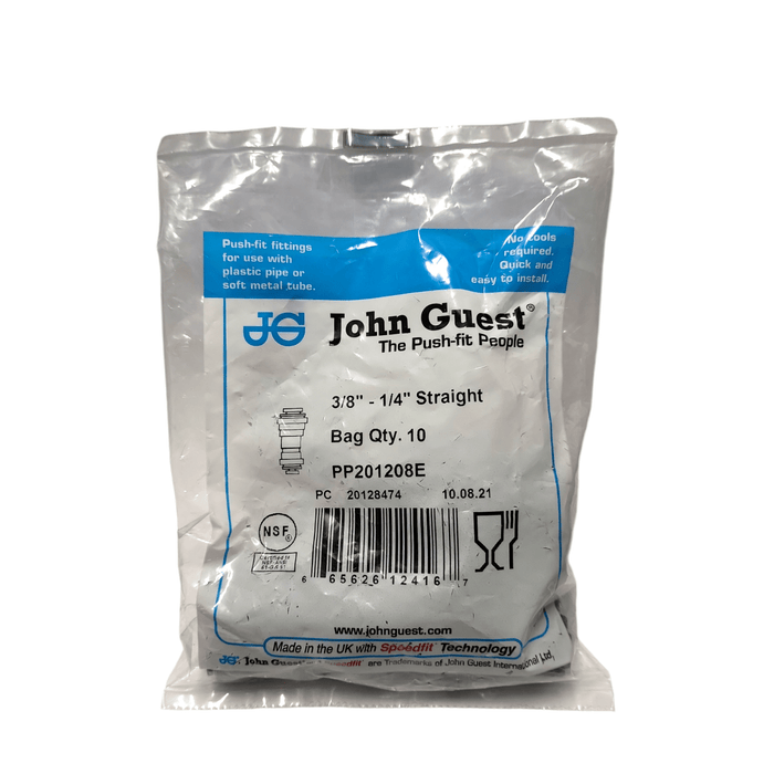 John Guest Black PP201208E Black Polypropylene Reducer Union 3/8" By 1/4" Union Connector Black Polypropylene JOHN GUEST 10 Pack 