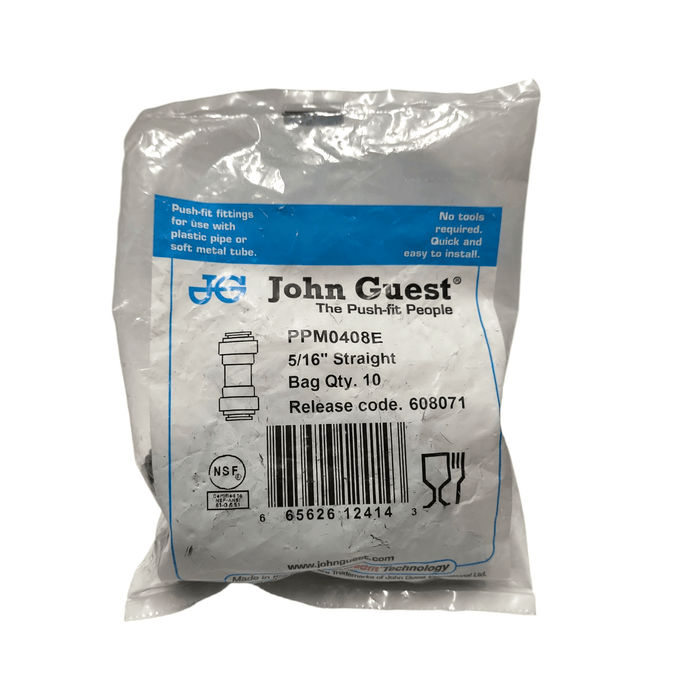 John Guest Black PPM0408E 5/16" in. Polypropylene Push-to-Connect Union Fitting Union Connector Black Polypropylene JOHN GUEST 10 Pack 