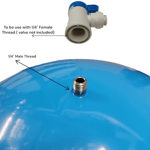 Reverse Osmosis Tank RO-1070 14 Gallon Blue Metal With 1/4" Male Port Thread TKE-1070-B-1/4 5.5 to 14 Gallon Storage Tanks TankPAC 