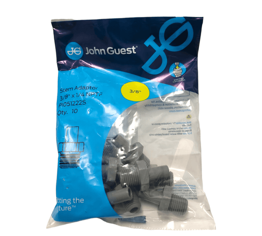 John Guest PI051222S Stem Adapter NPTF - 3/8 x 1/4 NPTF STEM ADAPTER Grey Acetal JOHN GUEST 10 Pack 