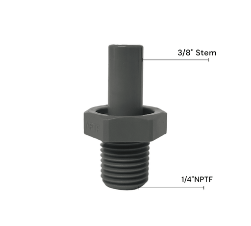 John Guest PI051222S Stem Adapter NPTF - 3/8 x 1/4 NPTF STEM ADAPTER Grey Acetal JOHN GUEST 1 Pack 