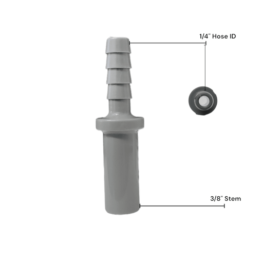 John Guest PI251208S Stem Barb Connector - 3/8 OD Stem x 1/4 ID Barb STEM TO HOUSE BARB Grey Acetal JOHN GUEST 1 Pack 