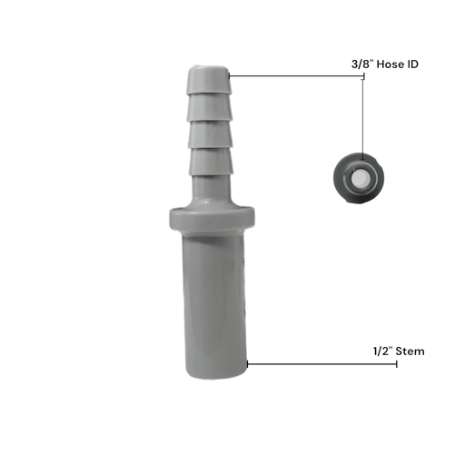 John Guest PI251612S Stem Barb Connector - 1/2 OD Stem x 3/8 ID Barb STEM TO HOUSE BARB Grey Acetal JOHN GUEST 1 Pack 