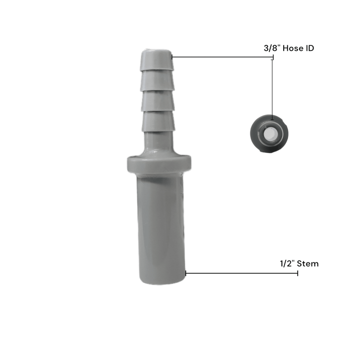 John Guest PI251612S Stem Barb Connector - 1/2 OD Stem x 3/8 ID Barb STEM TO HOUSE BARB Grey Acetal JOHN GUEST 1 Pack 