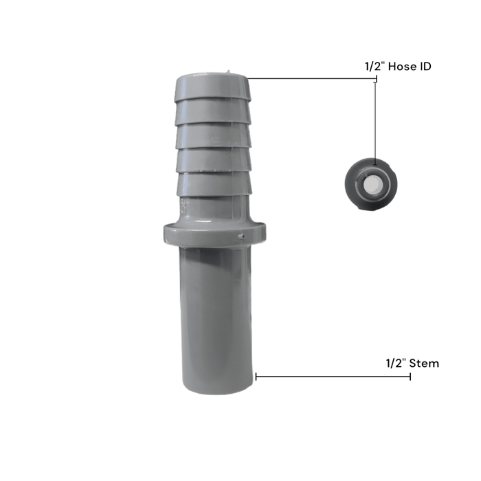 John Guest PI251616S Stem Barb Connector - 1/2" OD Stem x 1/2" ID Barb STEM TO HOUSE BARB Grey Acetal JOHN GUEST 1 Pack 