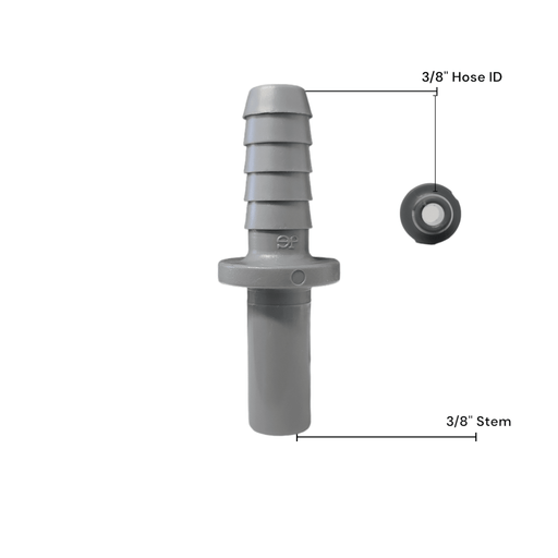 John Guest PI251212S Stem Barb Connector - 3/8 OD Stem x 3/8 ID Barb STEM TO HOUSE BARB Grey Acetal JOHN GUEST 1 Pack 