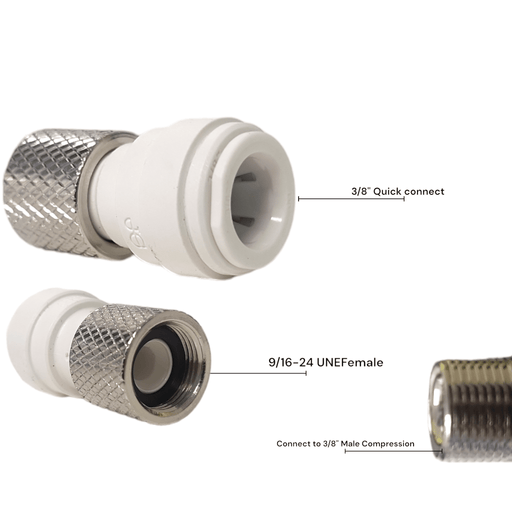 John Guest PSEI6012U9 Female Compression Connector - 3/8 x 3/8 UNEF Female Adapter NPTF John Guest 1 Pack 