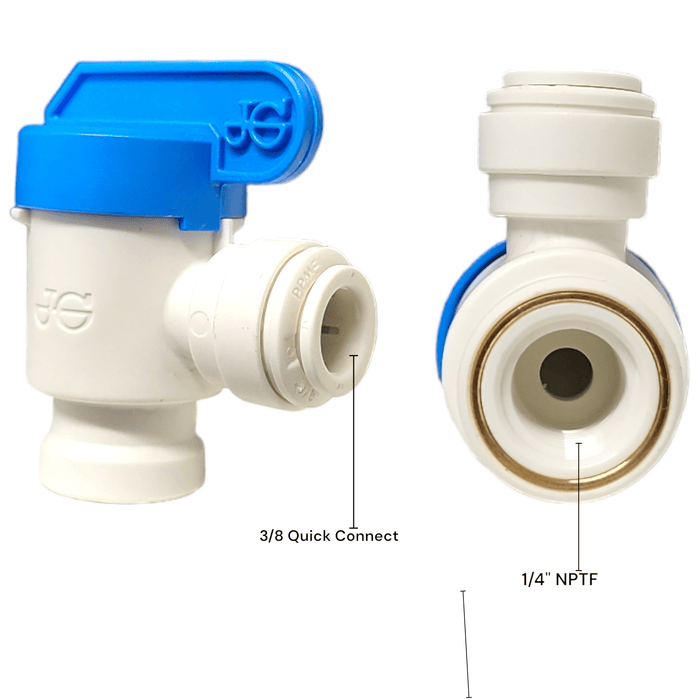 John Guest PPSV501222W Shut-Off Valve-Polypro Elbow - 3/8 x 1/4 NPTF Shut-off Valves John Guest 1 Pack 