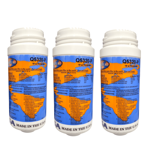 Omnipure Q5320-P Carbon Water Filter with Phosphate for Scale Inhibitor-1 Micron 2.5" x 6" GAC|Chlorine Taste Reduction |6"Length Omnipure 3 Pack 