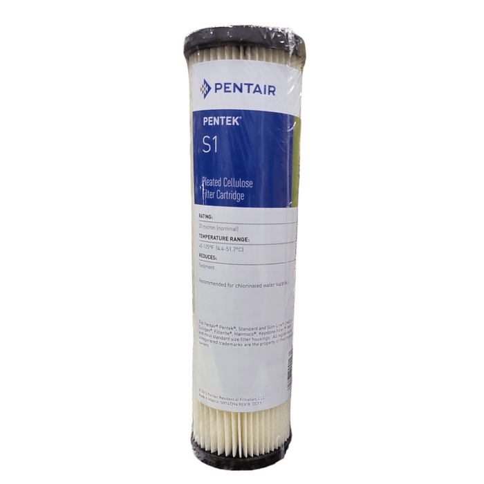 Pentek S1 Standard 10 x 2.5 Inch 20 Micron Pleated Sediment 155001-43 S1 / 10" x 2.5" Slim Pleated Filter Pentek By Pentair 